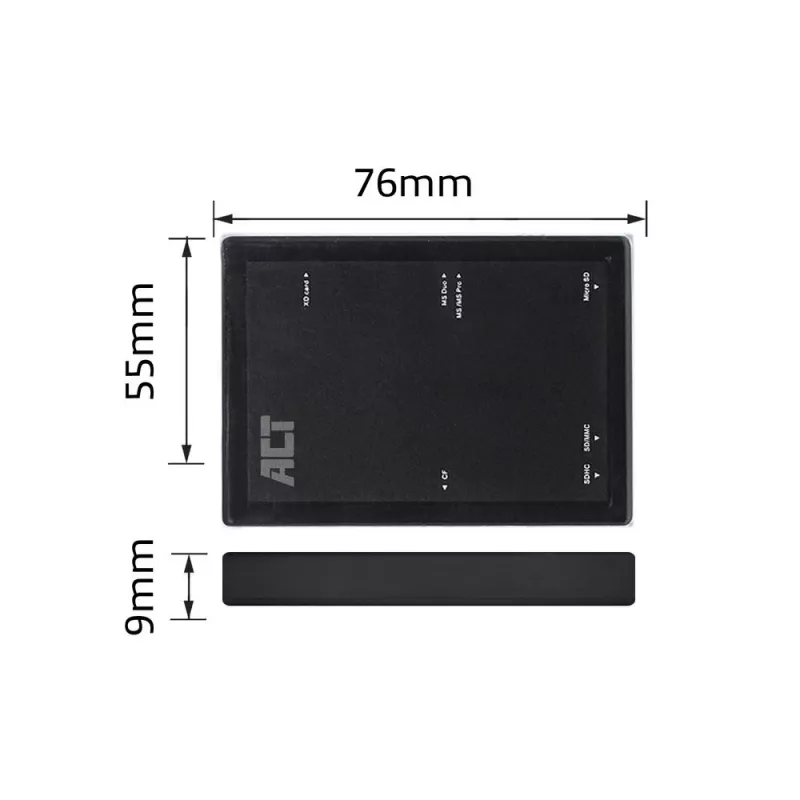 Lettore di schede ACT USB 3.0 AC6370 CF MMC MS Duo MicroSD SDHC nero