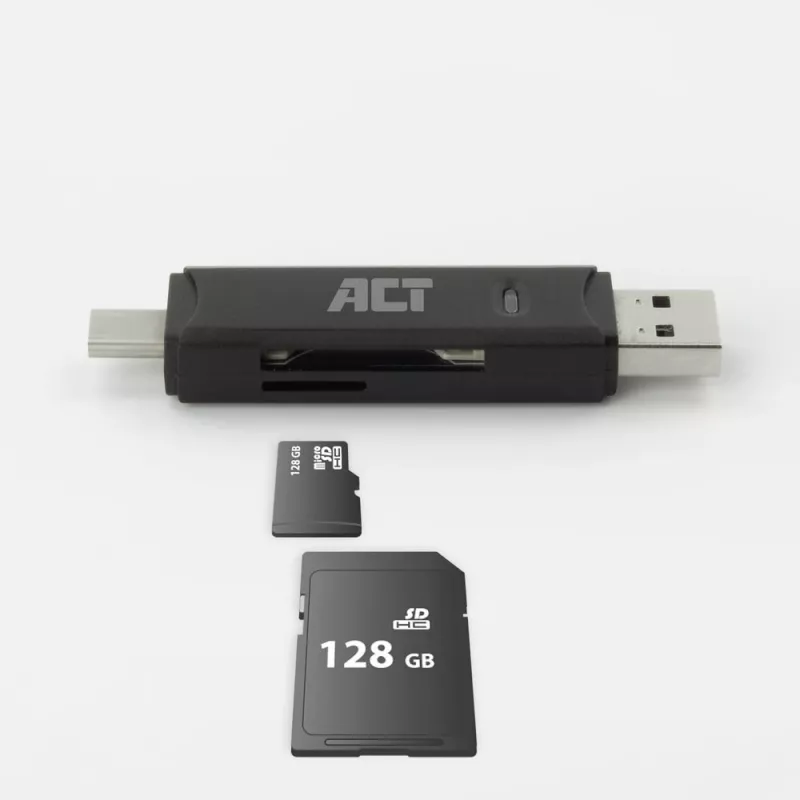 Lettore di schede ACT USB-C/USB-A 3.0 nero