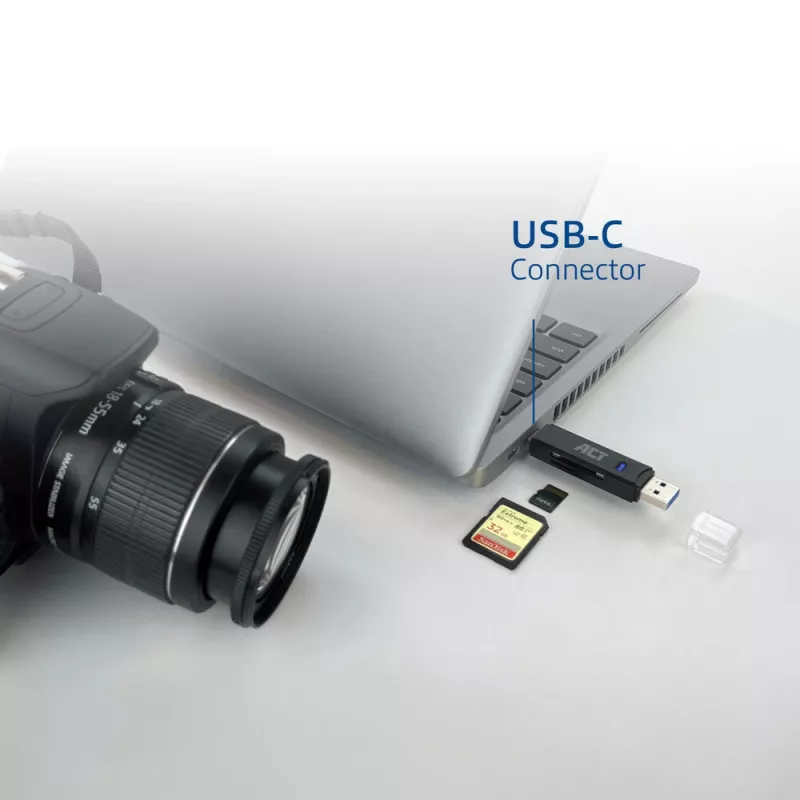 Lettore di schede ACT USB-C/USB-A 3.0 nero