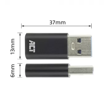 Adattatore da connettore maschio USB-A a connettore femmina USB-C ACT AC7376 nero
