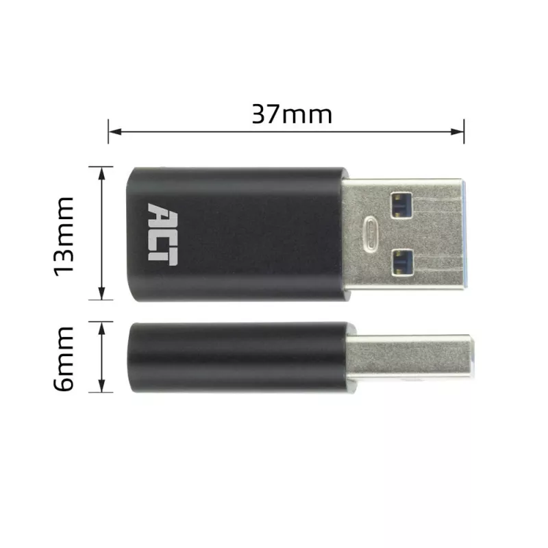Adattatore da connettore maschio USB-A a connettore femmina USB-C ACT AC7376 nero