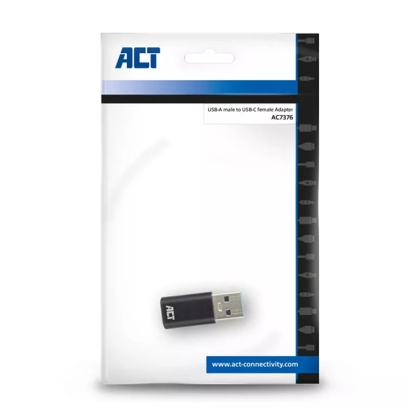 Adattatore da connettore maschio USB-A a connettore femmina USB-C ACT AC7376 nero