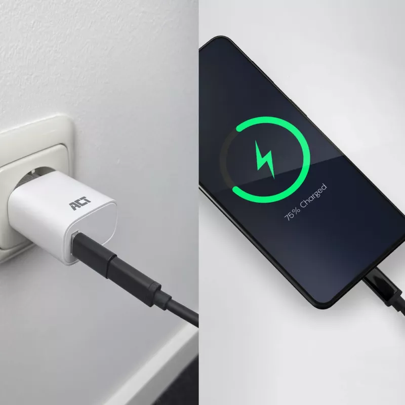 Adattatore da connettore maschio USB-A a connettore femmina USB-C ACT AC7376 nero