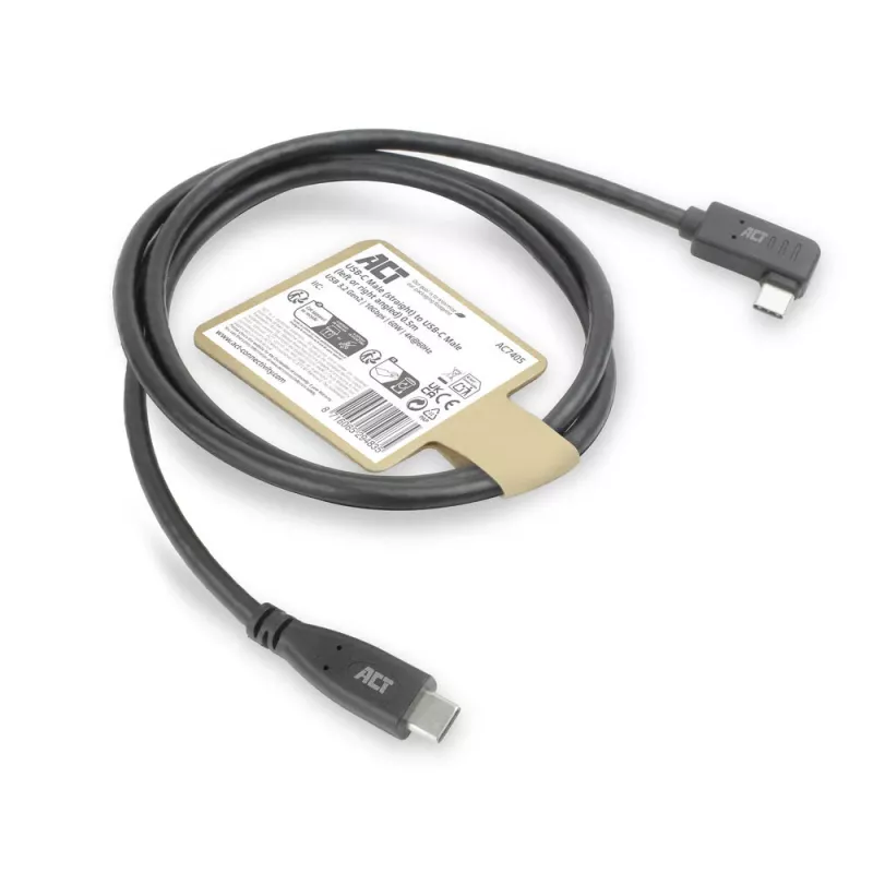 Cavo ACT USB 3.0 10Gbps 60W da USB Type-C (dritto) a USB Type-C (angolare sinistra/destra), 3 metri