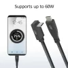 Cavo ACT USB 3.0 10Gbps 60W da USB Type-C (dritto) a USB Type-C (angolare alto/basso), 2 metri