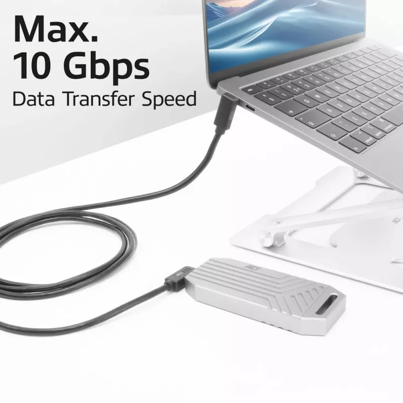 Cavo ACT USB 3.0 10 Gbit/s 60 W da USB Type-C (angolare sinistra/destra) a USB Type-C (angolare alto/basso), 1 metro