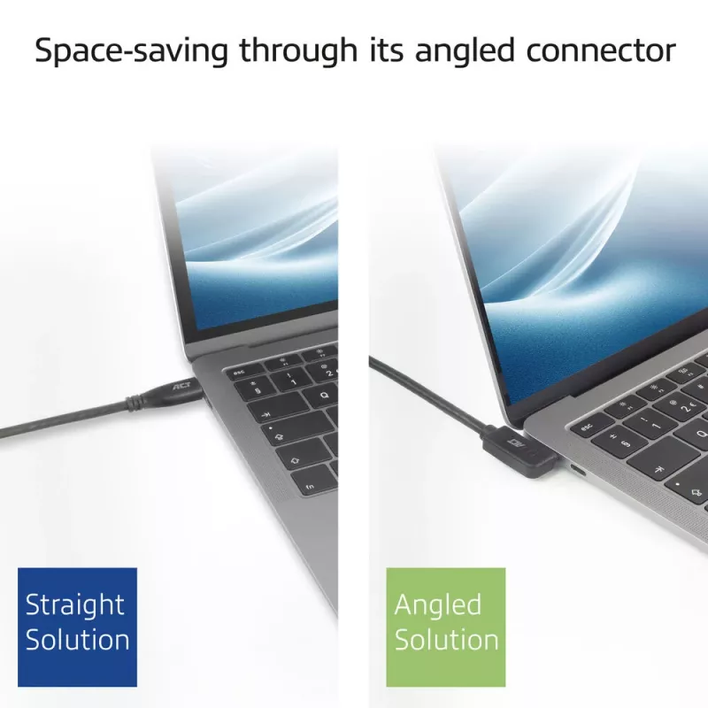 Cavo ACT USB 3.0 10Gbps 60W da USB Type-C® (angolare sinistra/destra) a USB Type-C® (angolare sinistra/destra), 2 metri