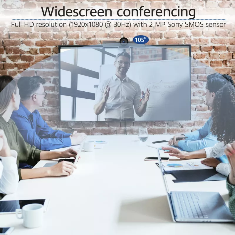 Videocamera per conferenze ACT Full HD con microfono, funzioni di rotazione, inclinazione e zoom