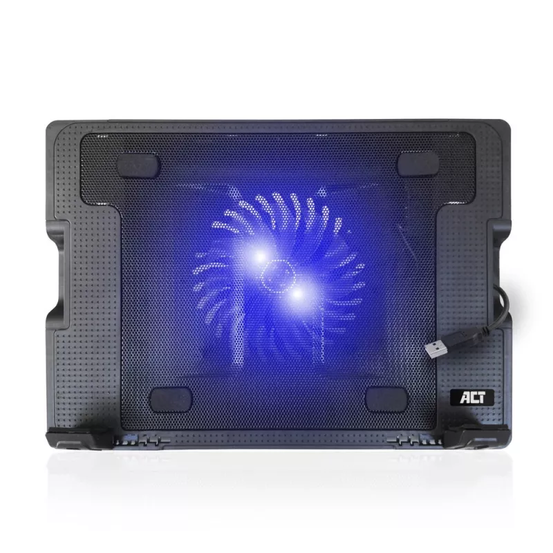Supporto per laptop ACT, con ventola, regolabile in altezza su 5 livelli, hub a 2 porte