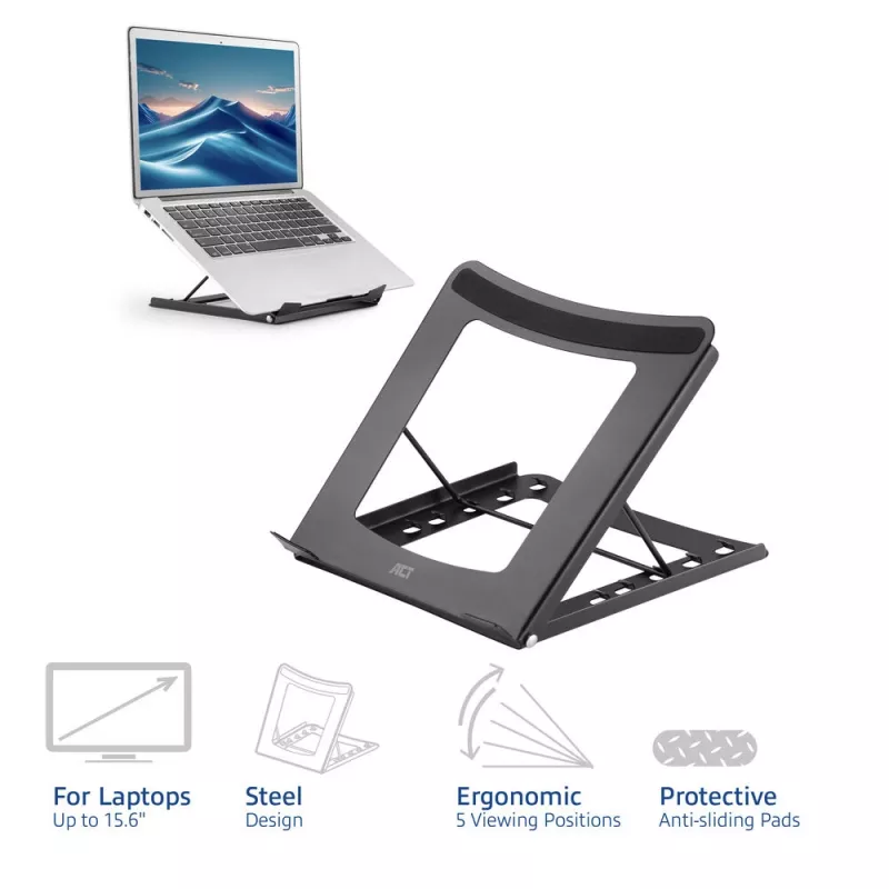 Supporto per laptop ACT AC8145 5 posizioni di altezza regolabili nero