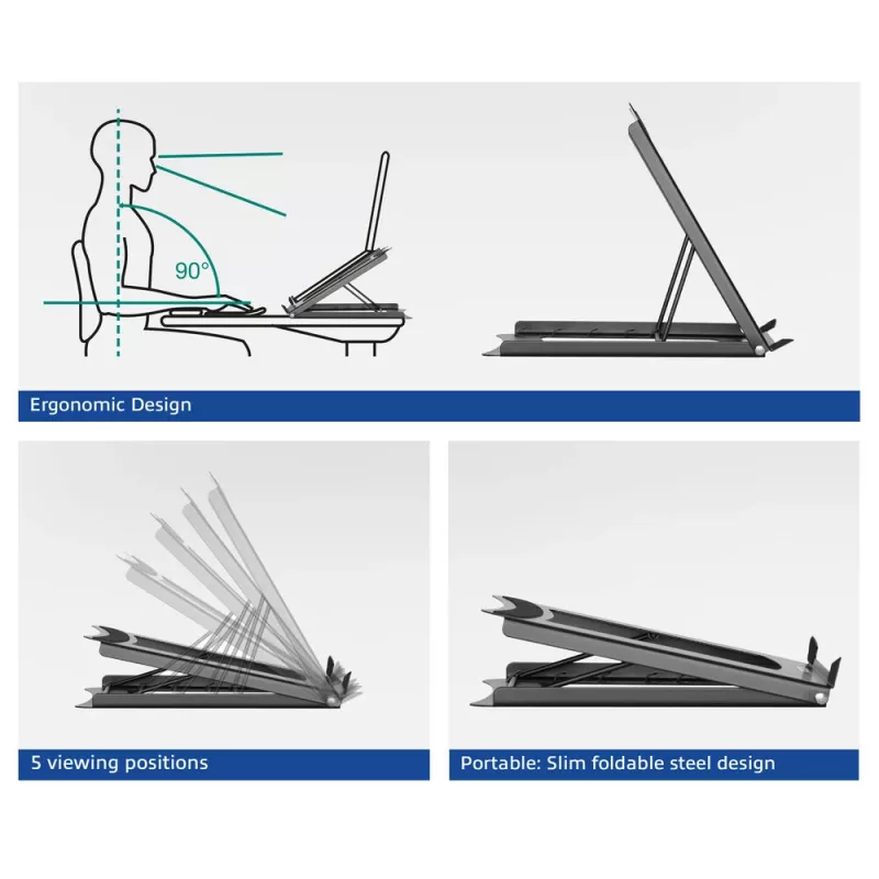 Supporto per laptop ACT AC8145 5 posizioni di altezza regolabili nero