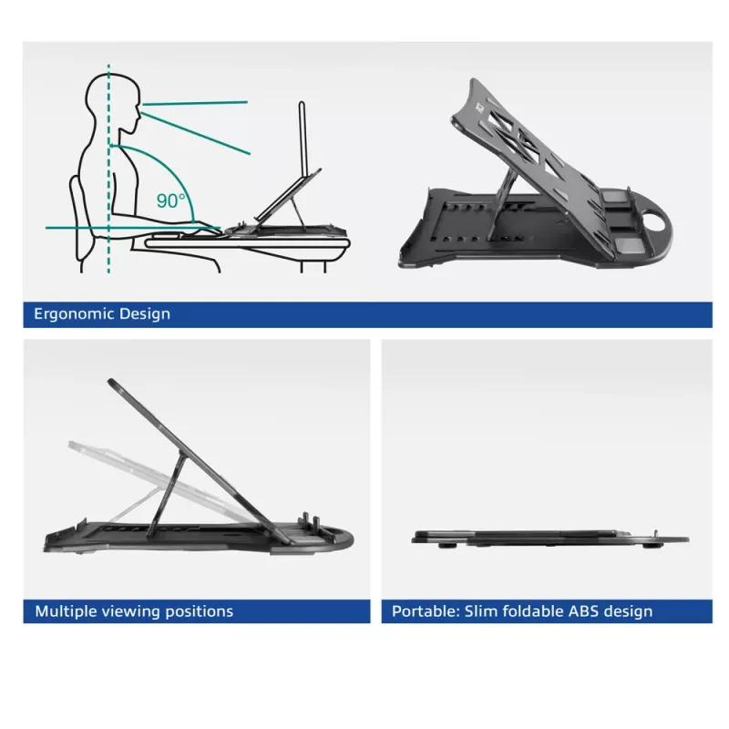 Supporto per laptop ACT AC8150 pieghevole 7 altezze regolabili nero