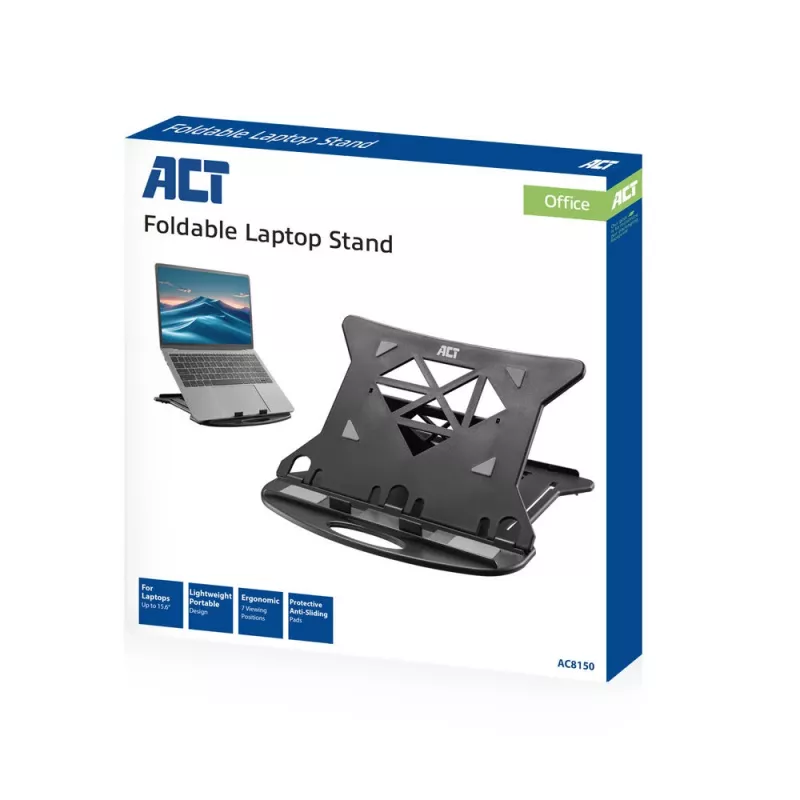 Supporto per laptop ACT AC8150 pieghevole 7 altezze regolabili nero