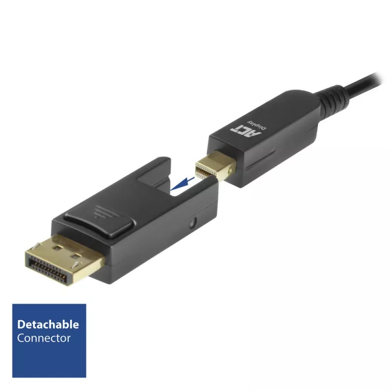 Cavo ottico attivo ACT DisplayPort 1.4 da 15 metri 8K con connettore rimovibile