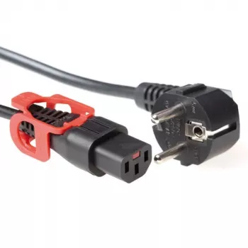 Cavo di alimentazione ACT connettore maschio CEE 7/7 (angolare) - C13 IEC Lock+ nero 2 m, EL332S
