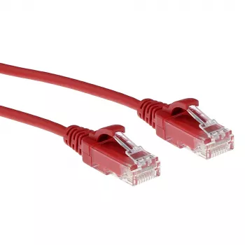 ACT Rosso 1 metro LSZH U/UTP CAT6 Datacenter Slimline cavo patch senza linguetta con connettori RJ45