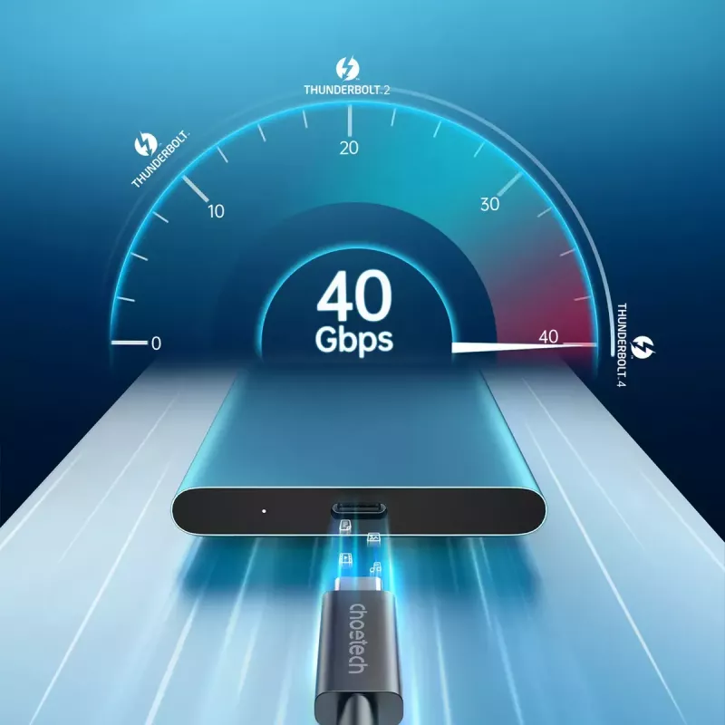 Cavo USB-C a USB-C Thunderbolt 4 CHOETECH — 40 Gbit/s, ricarica 100 W