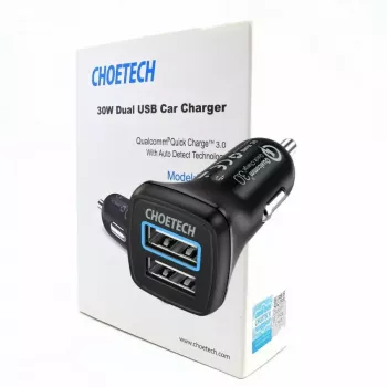 Alimentatore CHOETECH C0051 dual USB-A 36W QC3.0, nero