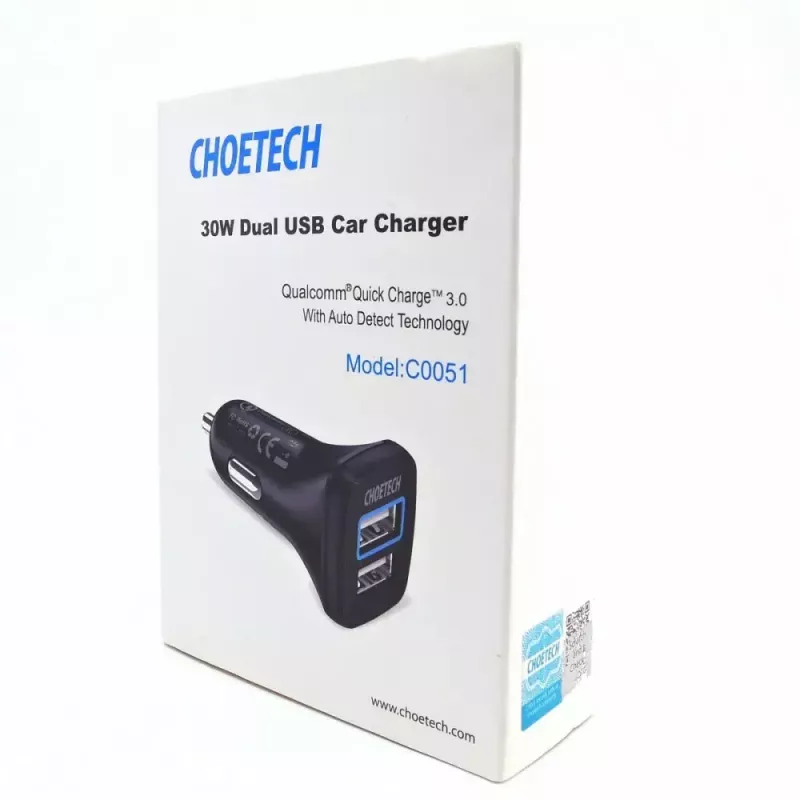 Alimentatore CHOETECH C0051 dual USB-A 36W QC3.0, nero