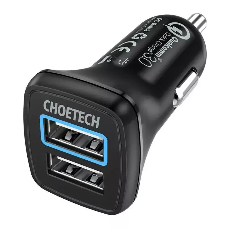 Alimentatore CHOETECH C0051 dual USB-A 36W QC3.0, nero