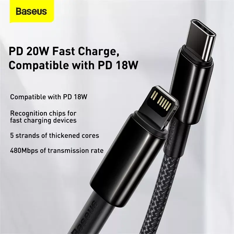 Cavo Baseus Tungsten Gold 1 m nero Lightning a USB C