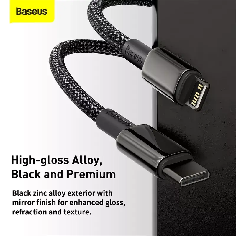 Cavo Baseus Tungsten Gold 1 m nero Lightning a USB C