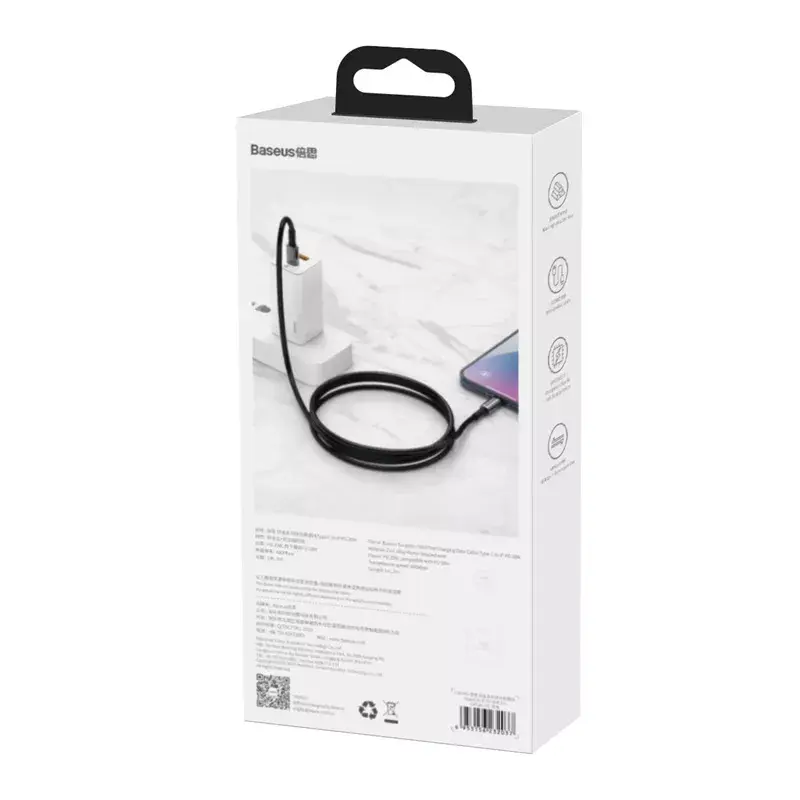 Cavo Baseus Tungsten Gold 1 m nero Lightning a USB C
