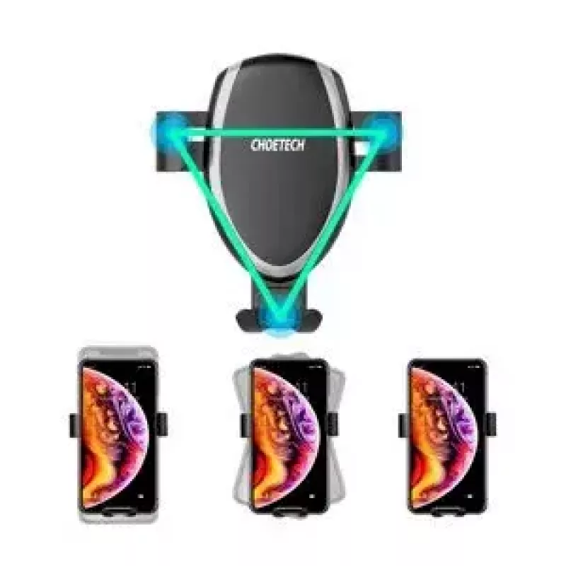 Supporto auto per smartphone CHOETECH T536-S con ricarica wireless 10W, montaggio su cruscotto/parabrezza