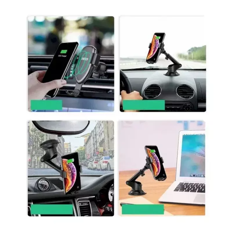 Supporto auto per smartphone CHOETECH T536-S con ricarica wireless 10W, montaggio su cruscotto/parabrezza