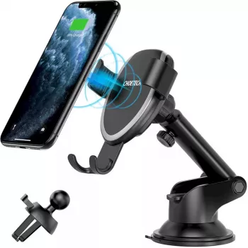 Supporto auto per smartphone CHOETECH T536-S con ricarica wireless 10W, montaggio su cruscotto/parabrezza