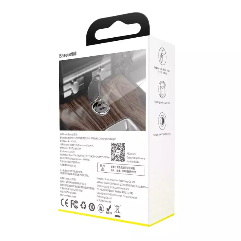 Caricabatterie da parete Baseus VCHX-B0G 30W con supporto QC4.0 e PD3.0