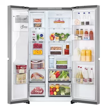 Frigorifero side-by-side LG GSLC41PYPE, 641 L totali, vano frigo 420 L / vano congelatore 221 L, a libera installazione, argento
