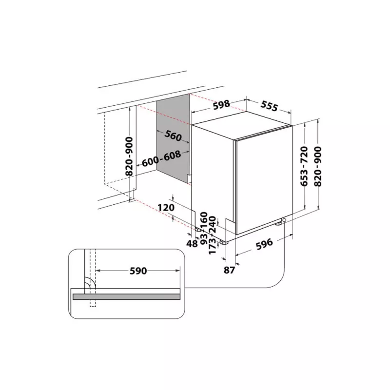 Whirlpool MaxiSpace W8I HT58 T completamente integrato 14 coperti