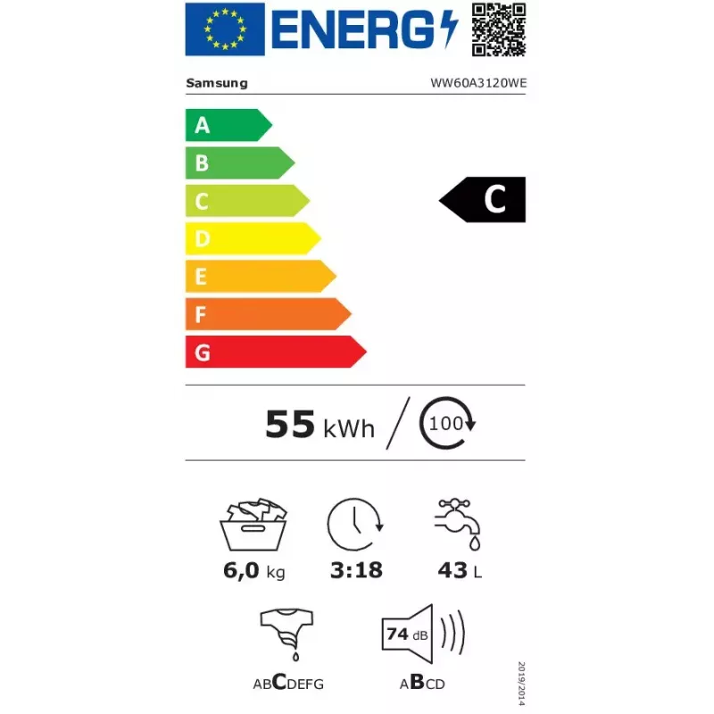 Samsung WW60A3120WE/LE Lavatrice a carica frontale 6 kg 1200 giri/min bianco