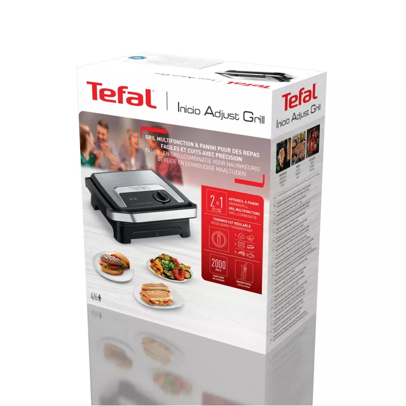 Griglia per contatto Tefal Inicio Adjust GC272D10 con piastre antiaderenti e temperatura regolabile