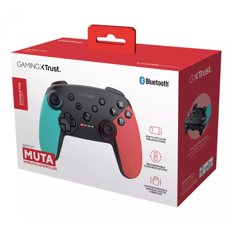 Trust GXT 1246B Muta nero, blu, rosso Bluetooth gamepad Nintendo Switch, Nintendo Switch Lite