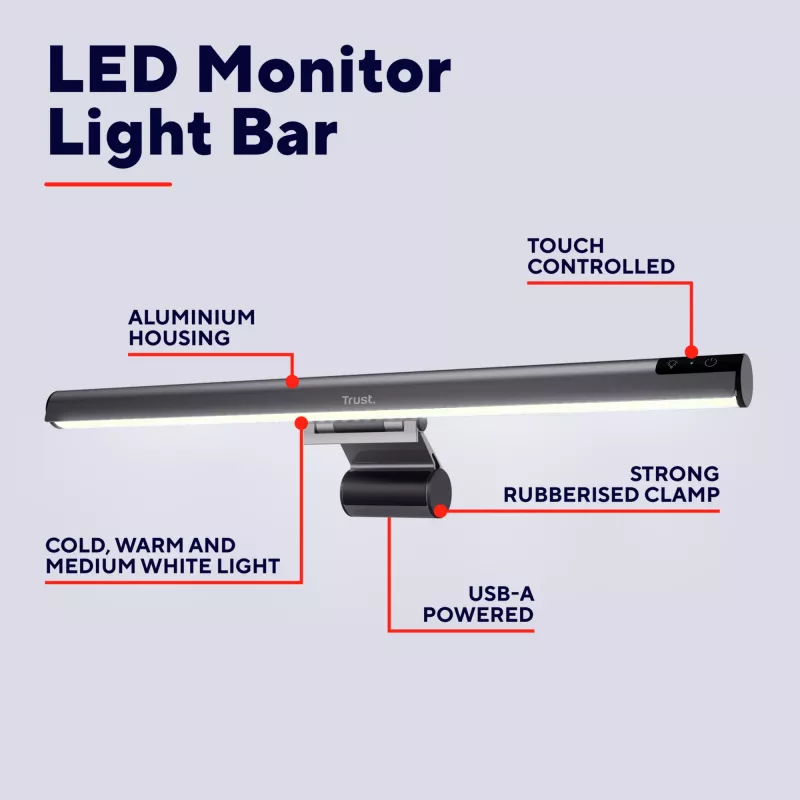 Lampada da tavolo Trust Shyne lampadina non sostituibile nero alimentazione USB altezza 70 mm