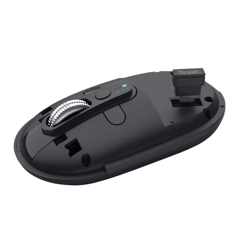 Mouse TRUST Seron sottile Multi — mouse da ufficio ambidestro, ottico 3200 DPI, RF wireless + Bluetooth, 7 pulsanti, nero