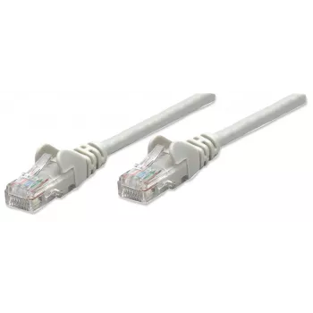 Intellinet cavo patch di rete, Cat5e, 10 m, grigio, CCA, U/UTP, PVC, RJ45, contatti dorati, guaina antikink, connettore stampato, garanzia a vita
