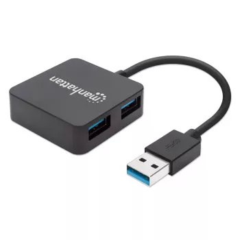 Manhattan hub USB-A a 4 porte, 4 porte USB-A, 5 Gbps (USB 3.2 Gen1 aka USB 3.0), alimentato via USB (nessun alimentatore esterno necessario). Ricarica rapida: 1 porta fino a 0,9 A; la ricarica su 4 porte richiede un alimentatore esterno (non incluso), conforme a ST4300MINU3B
