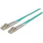 Intellinet cavo patch in fibra ottica, OM3, LC/LC, 2 m, aqua, duplex, multimodale, 50/125 µm, LSZH, fibra, garanzia a vita