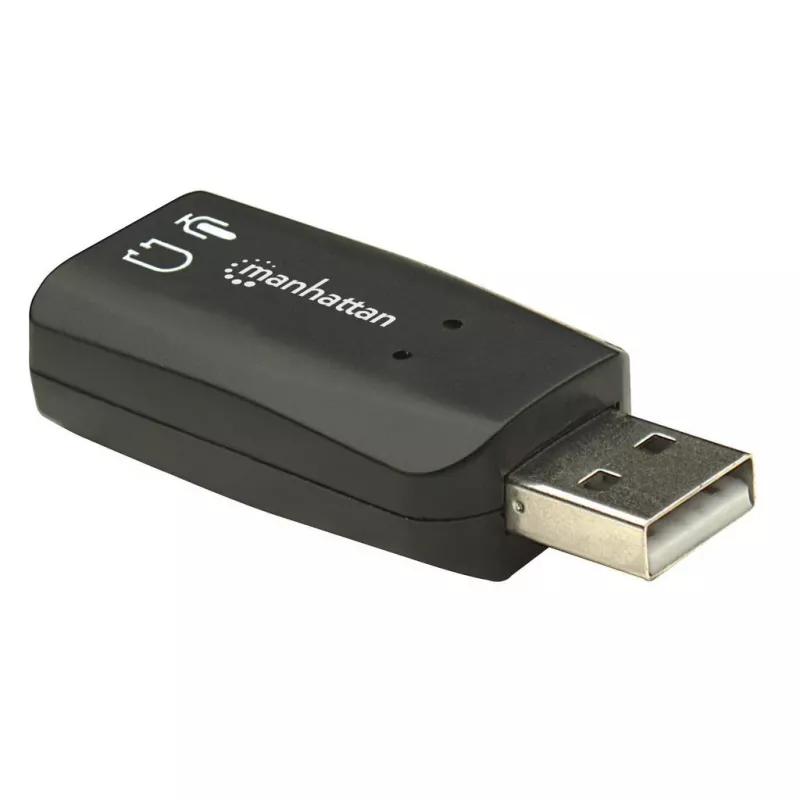 Manhattan 150859 adattatore audio 3D USB-A, da USB-A a ingresso microfono e uscita audio da 3,5 mm, 480 Mbps (USB 2.0), stereo