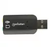 Manhattan 150859 adattatore audio 3D USB-A, da USB-A a ingresso microfono e uscita audio da 3,5 mm, 480 Mbps (USB 2.0), stereo