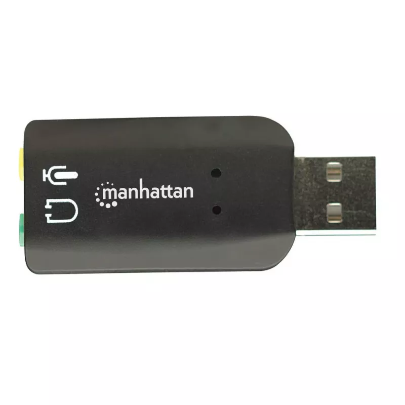 Manhattan 150859 adattatore audio 3D USB-A, da USB-A a ingresso microfono e uscita audio da 3,5 mm, 480 Mbps (USB 2.0), stereo