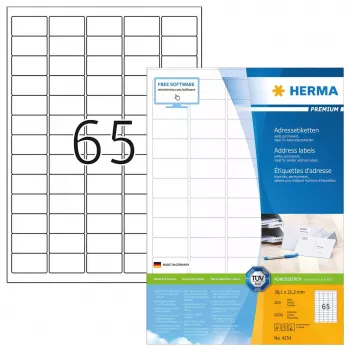 Etichette per indirizzi Premium HERMA A4 38,1x21,2 mm 6500 pz.