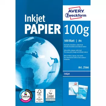 Carta per stampante A4 Avery Bright White Inkjet 500 fogli