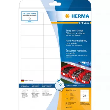 Etichette adesive HERMA 4573 rimovibili bianche 480 pz.