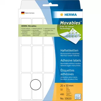 Etichette multiuso HERMA 10610 20x50 mm bianco removibili carta opaca