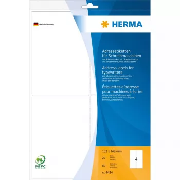 Etichette per indirizzi HERMA A4 102x148 mm carta opaca angoli arrotondati 80 pezzi