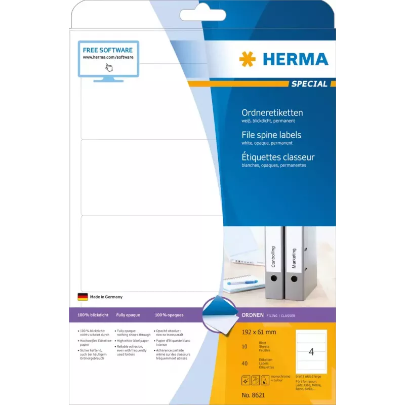 Etichette per dorso HERMA A4 192x61 mm 8621